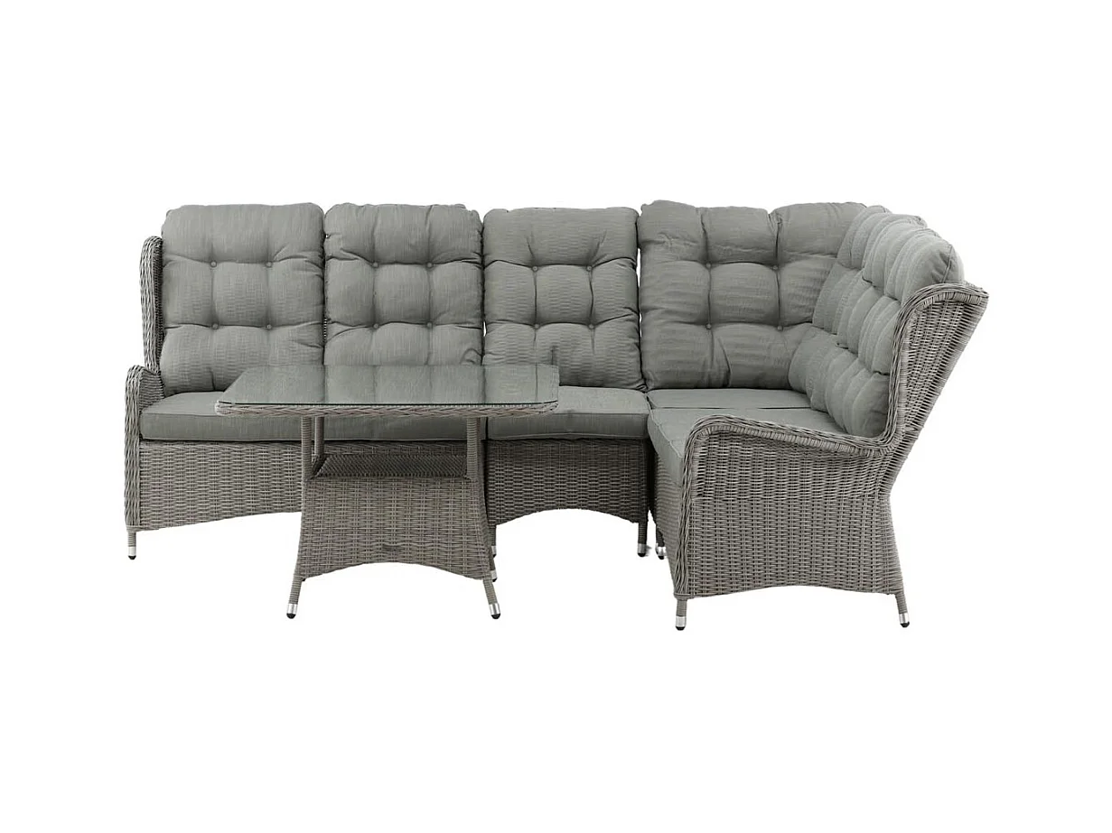 Salon d'Angle de Jardin "Washington" 210cm Gris