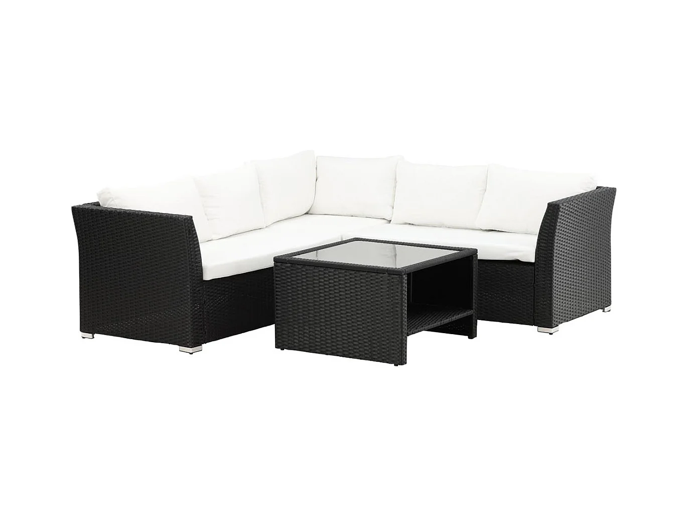 Salon d'Angle de Jardin "Haiti" 194cm Noir & Blanc