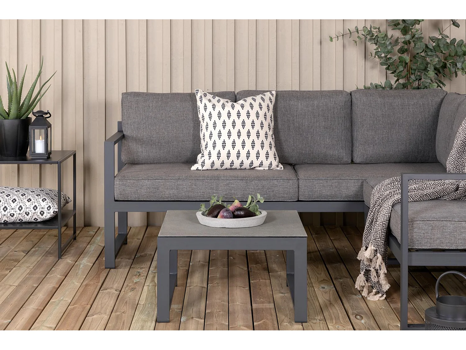 Salvador loungeset 2 delen grijs,zwart.