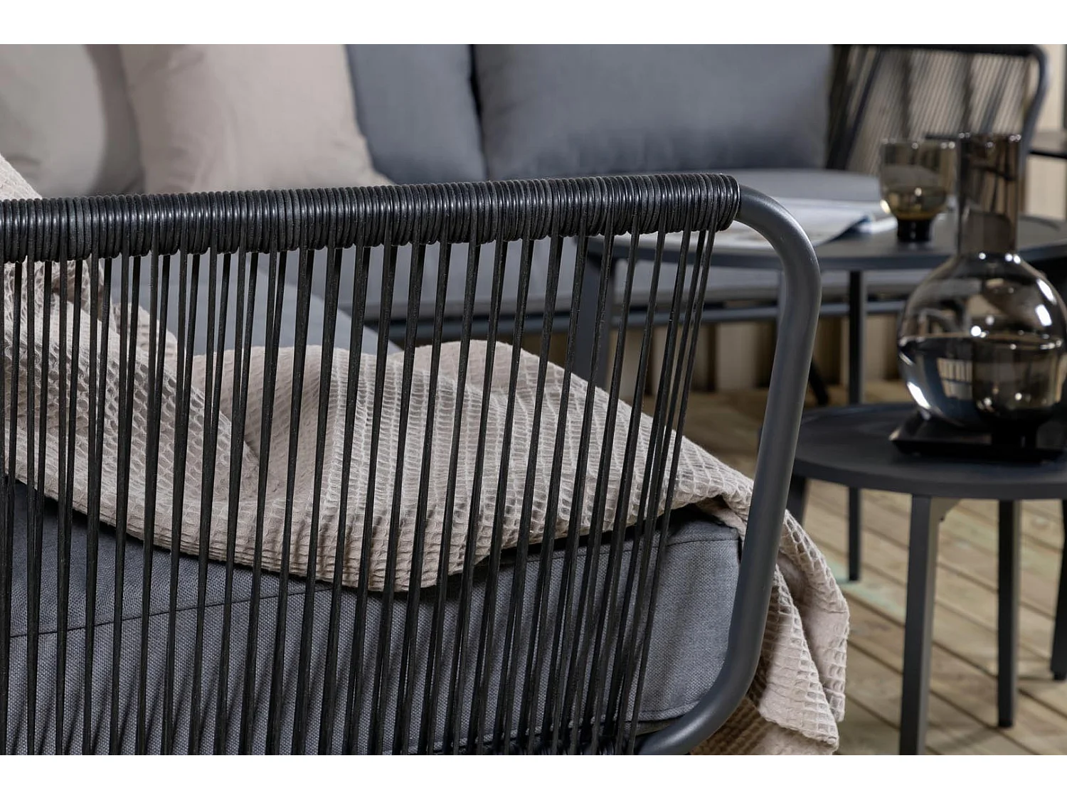 Salon d'Angle de Jardin "Roxo" 283cm Noir