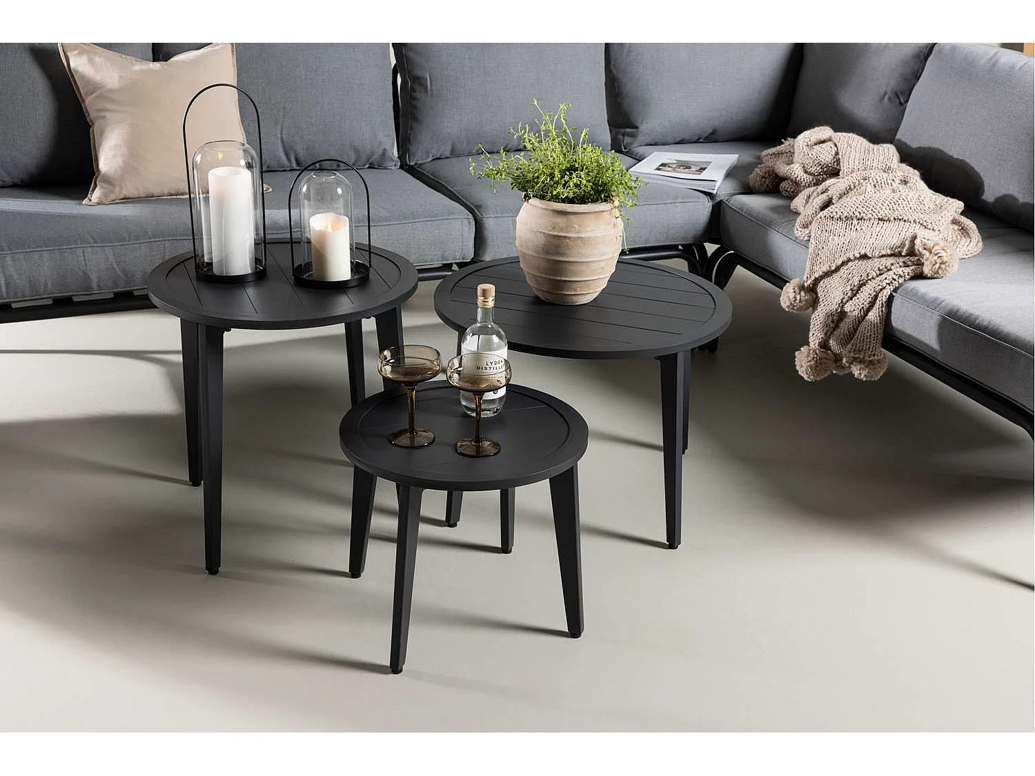 Salon d'Angle de Jardin "Roxo" 283cm Noir