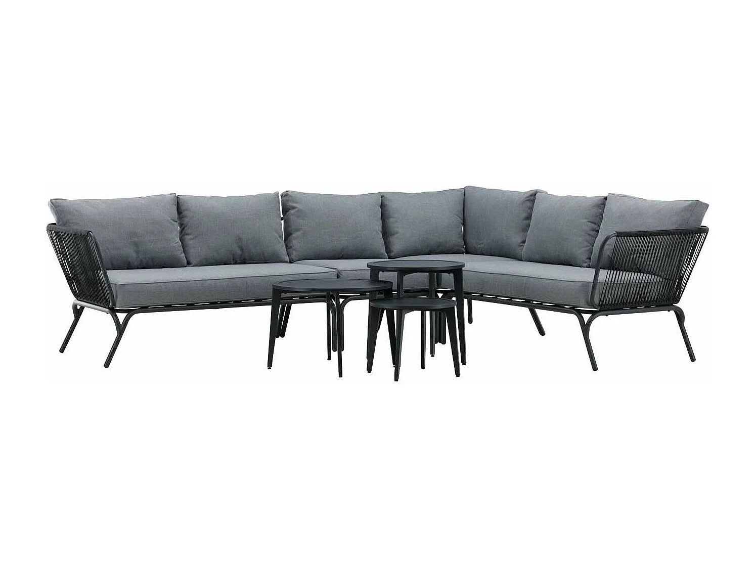 Salon d'Angle de Jardin "Roxo" 283cm Noir