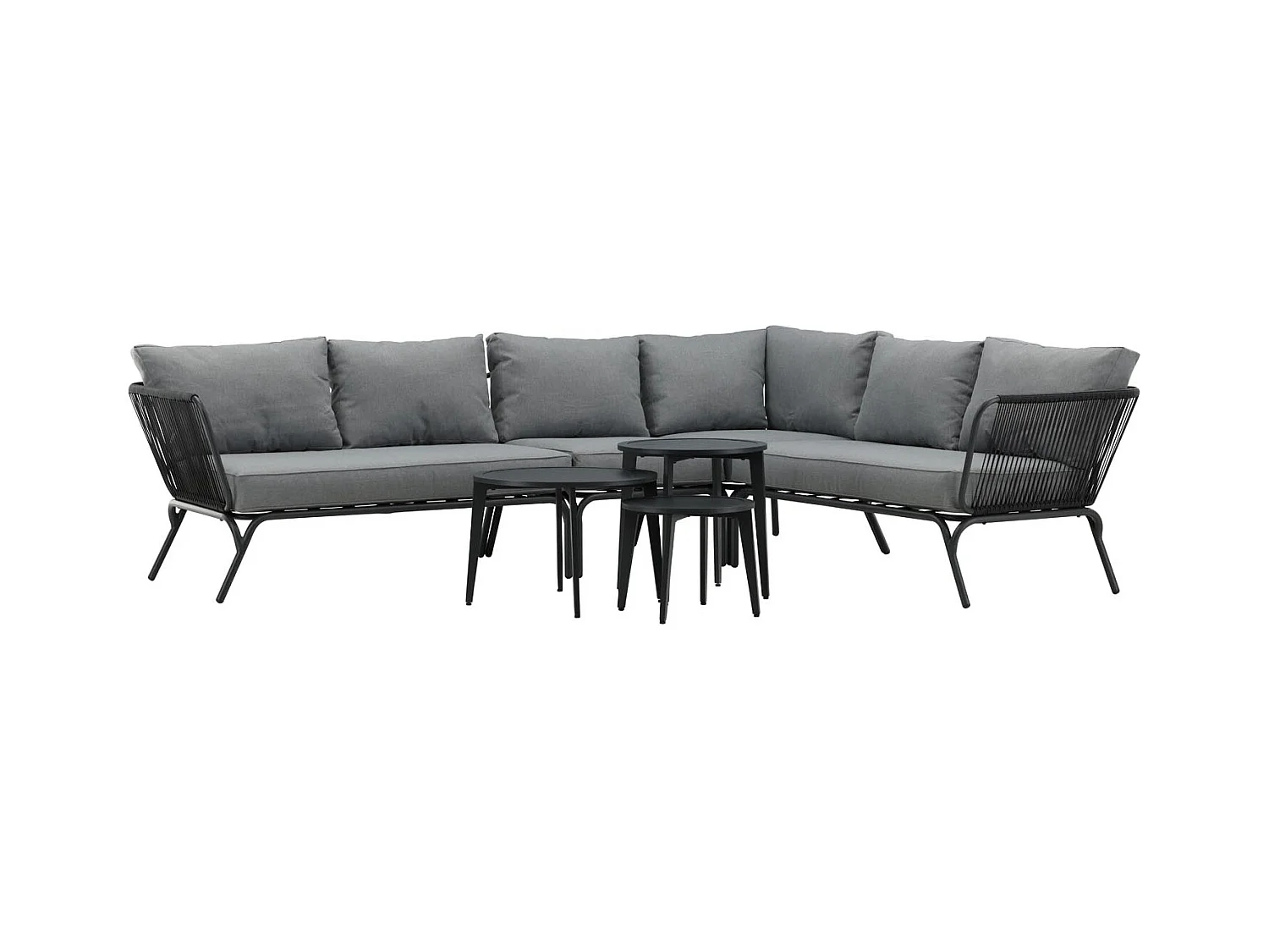 Salon d'Angle de Jardin "Roxo" 283cm Noir
