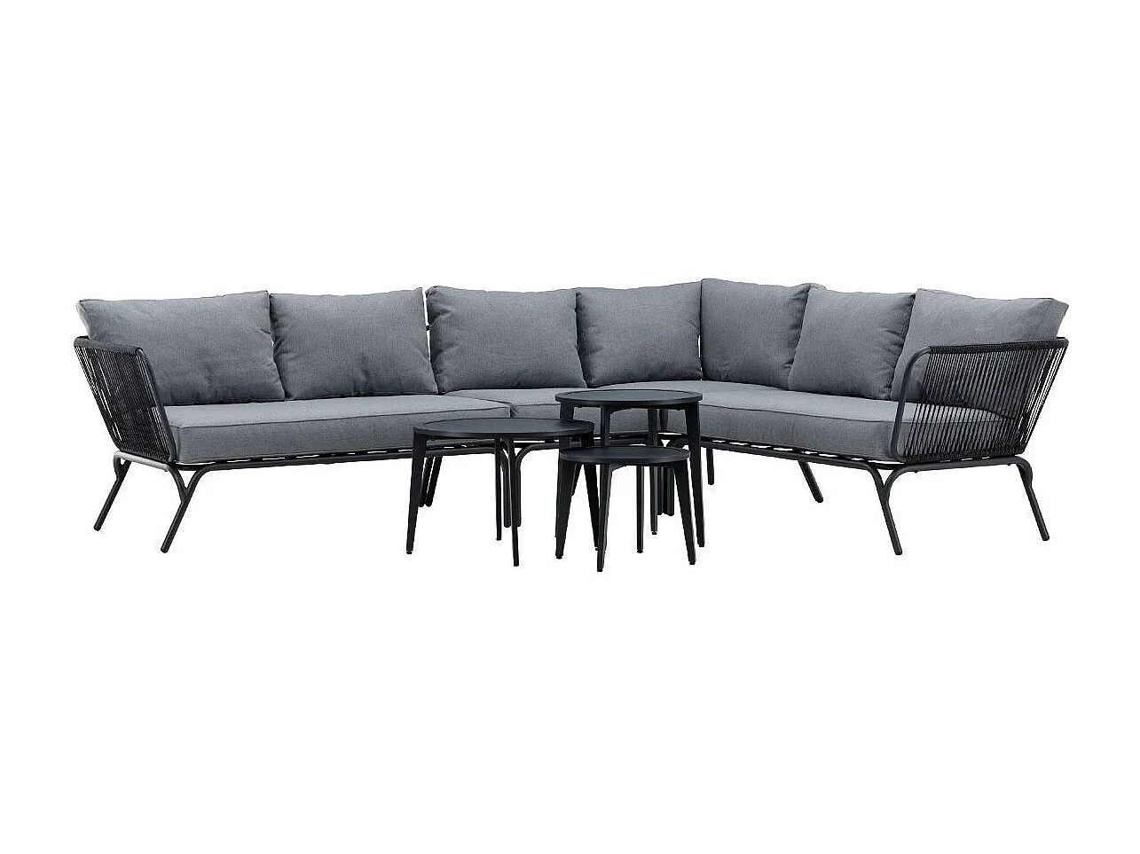 Salon d'Angle de Jardin "Roxo" 283cm Noir