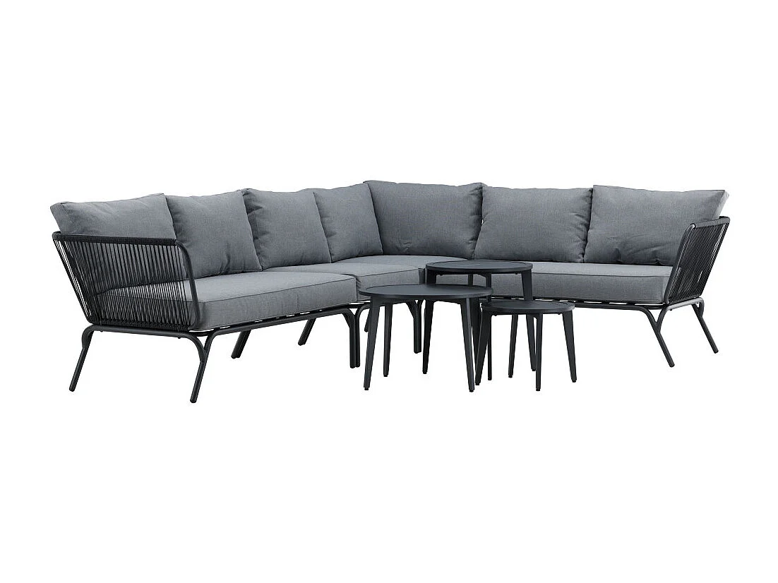 Salon d'Angle de Jardin "Roxo" 283cm Noir