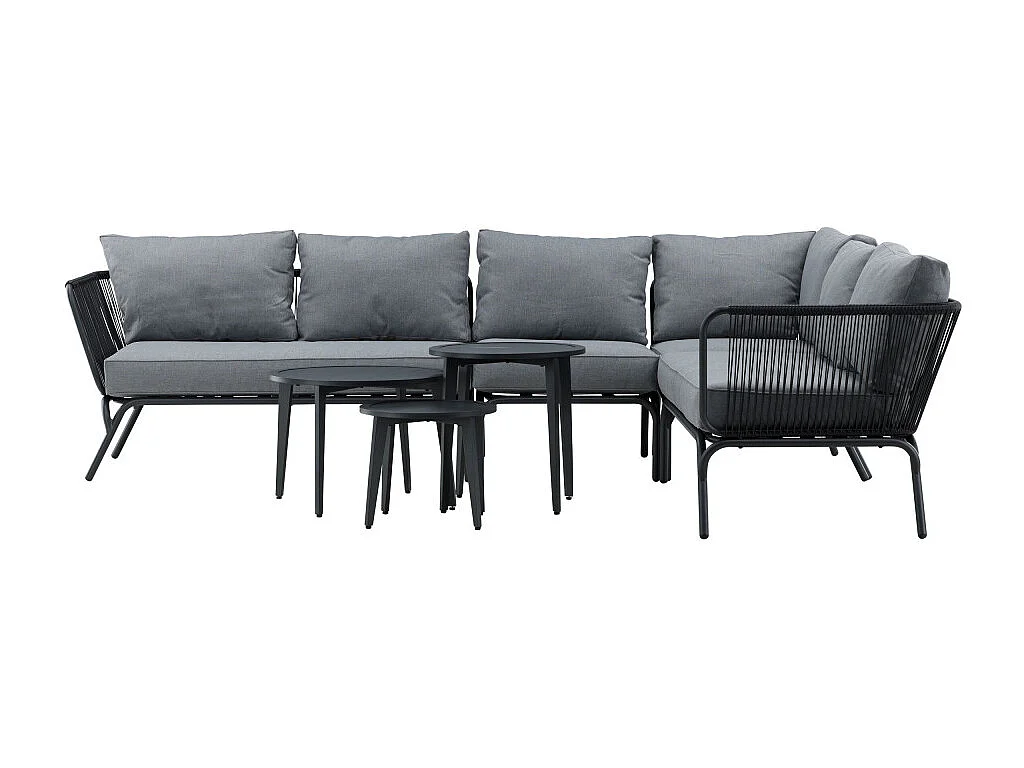 Salon d'Angle de Jardin "Roxo" 283cm Noir