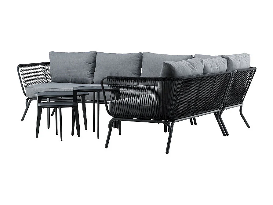 Salon d'Angle de Jardin "Roxo" 283cm Noir