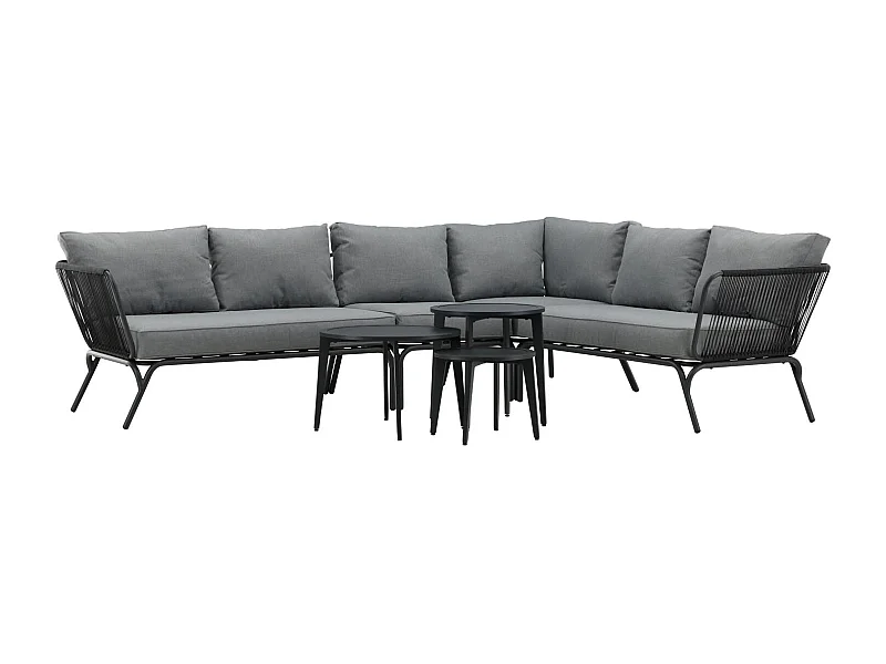 Salon d'Angle de Jardin "Roxo" 283cm Noir