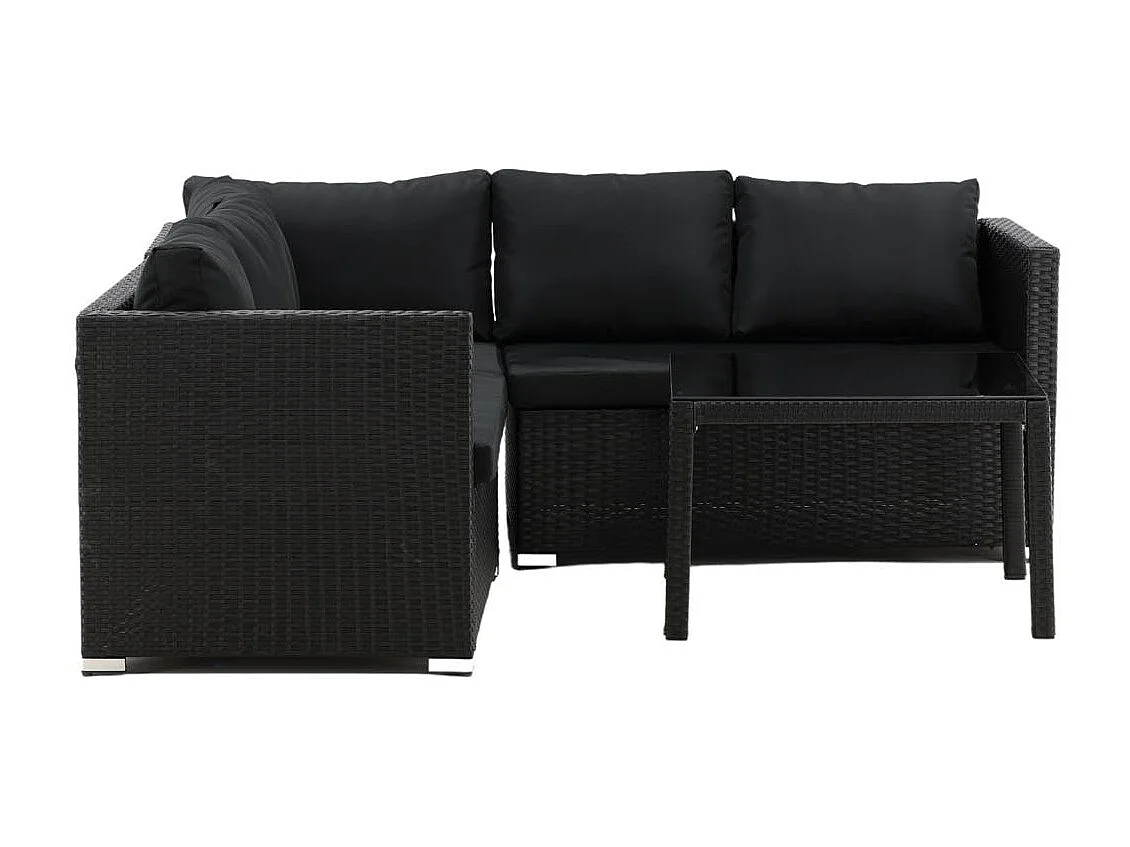 Salon d'Angle de Jardin "Kuba" 180cm Noir