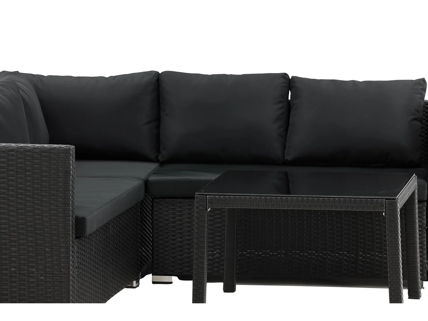 Salon d'Angle de Jardin "Kuba" 180cm Noir