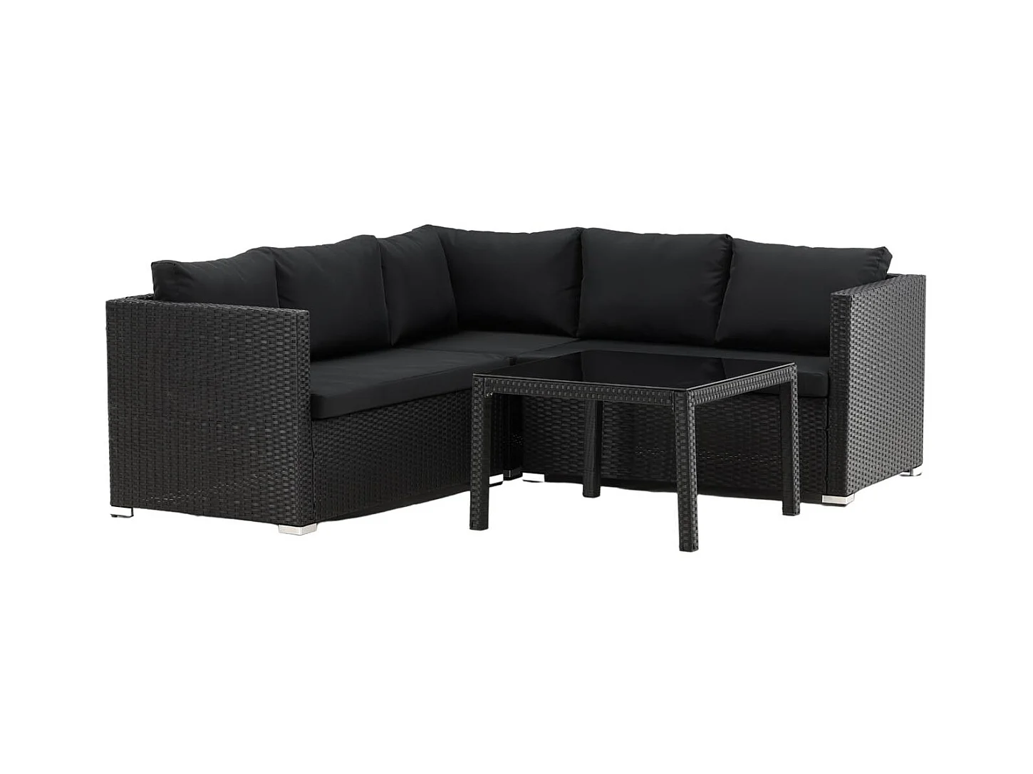 Salon d'Angle de Jardin "Kuba" 180cm Noir