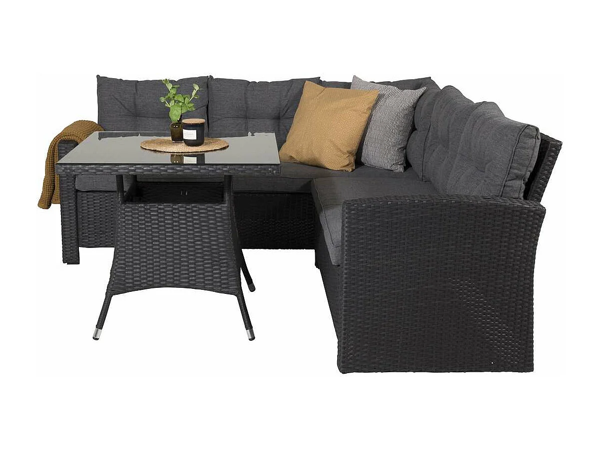 Salon d'Angle de Jardin "Watford" 197cm Noir