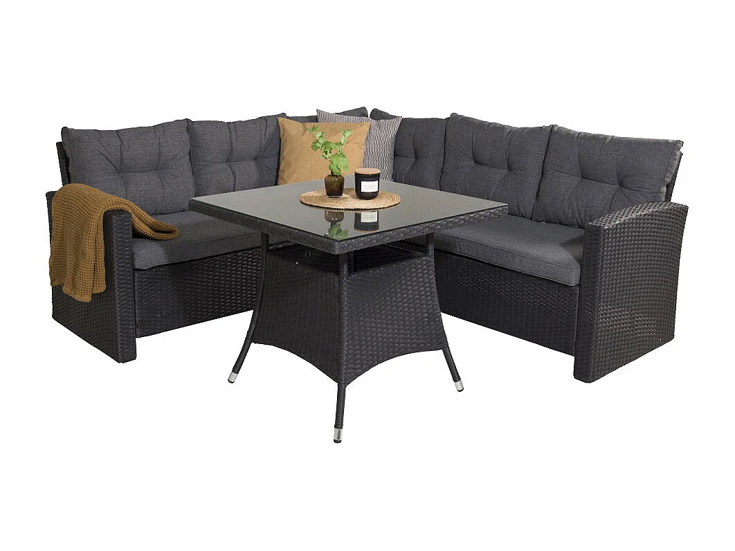 Salon d'Angle de Jardin "Watford" 197cm Noir