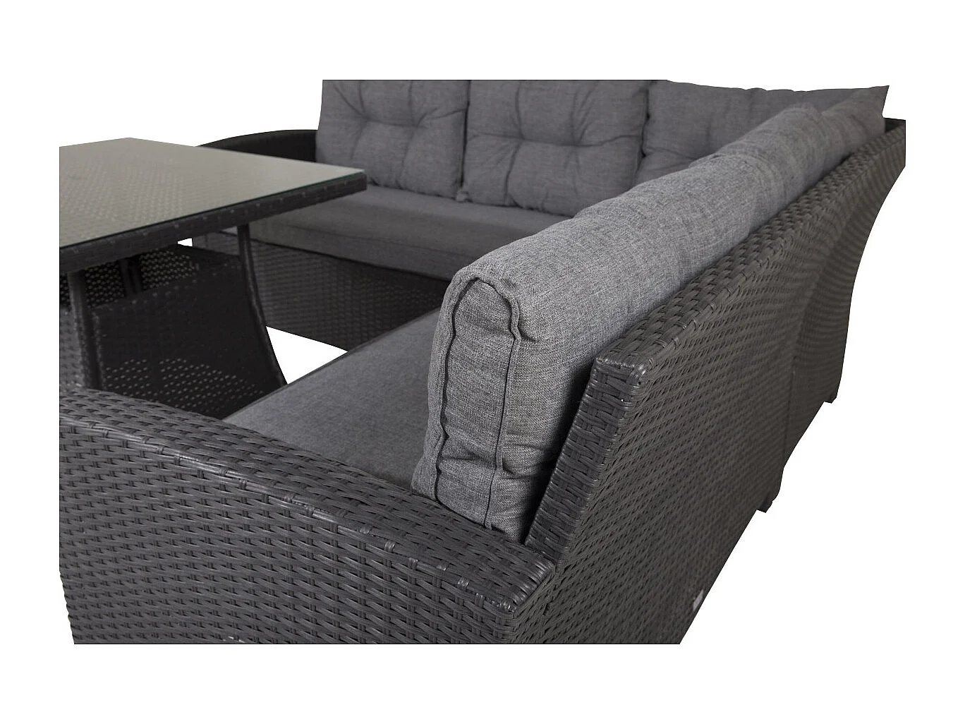 Salon d'Angle de Jardin "Watford" 197cm Noir