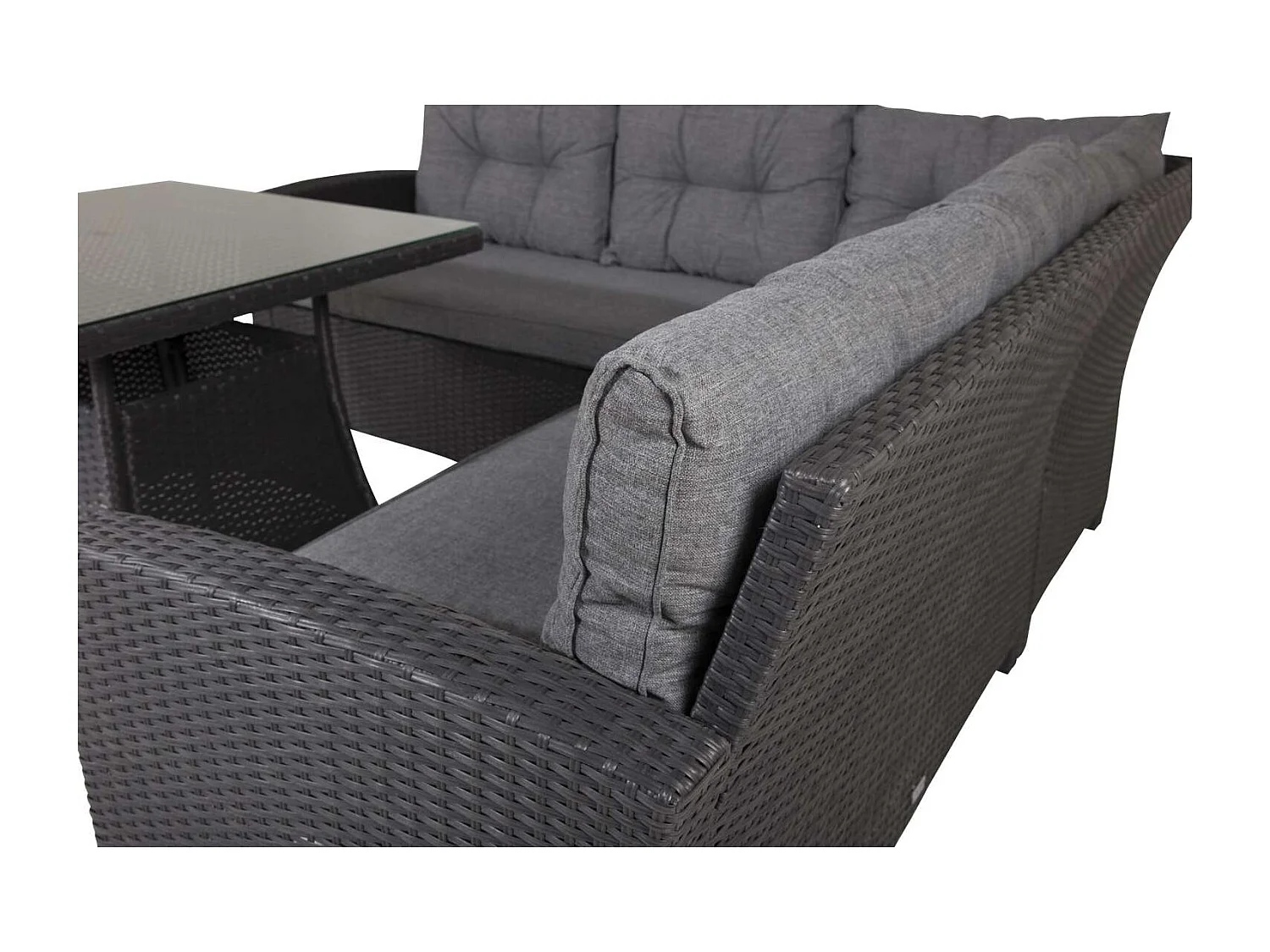 Salon d'Angle de Jardin "Watford" 197cm Noir