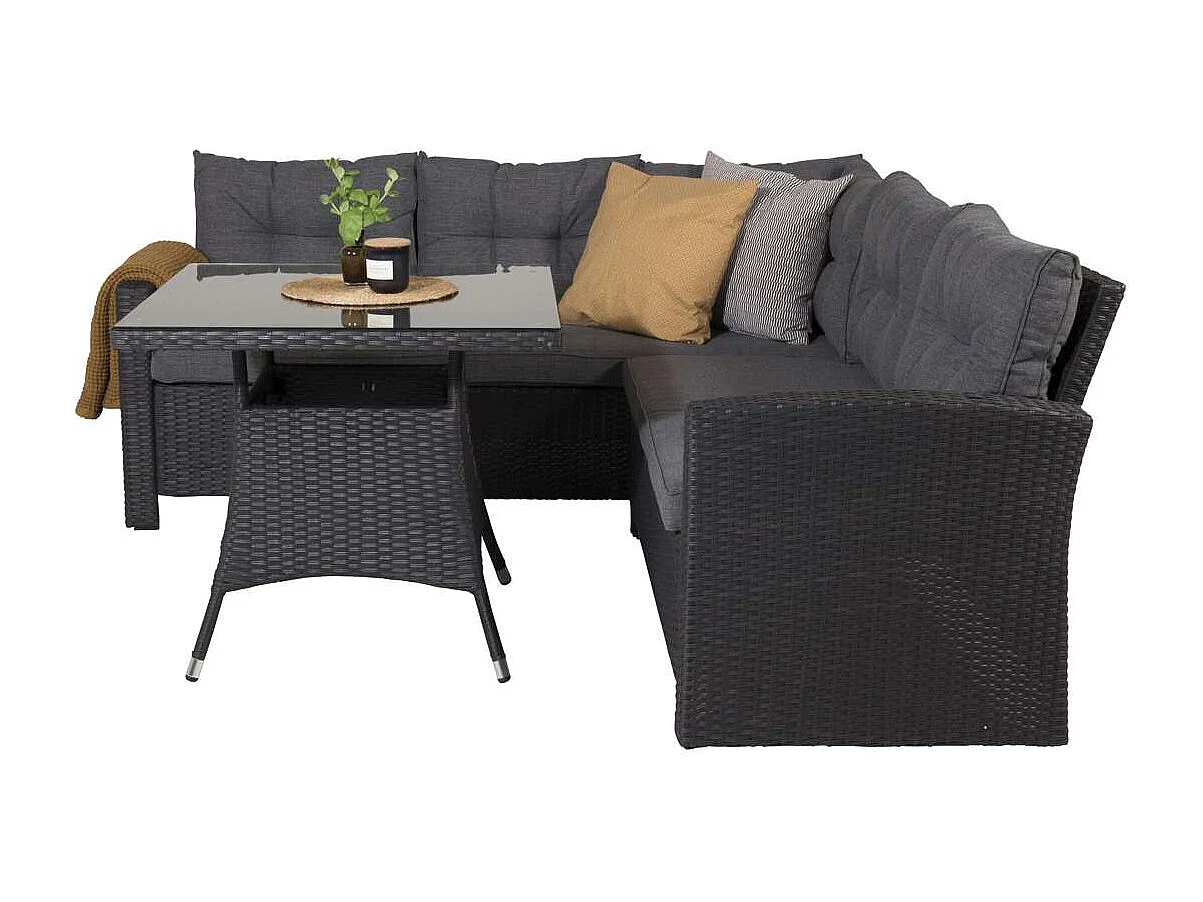 Salon d'Angle de Jardin "Watford" 197cm Noir