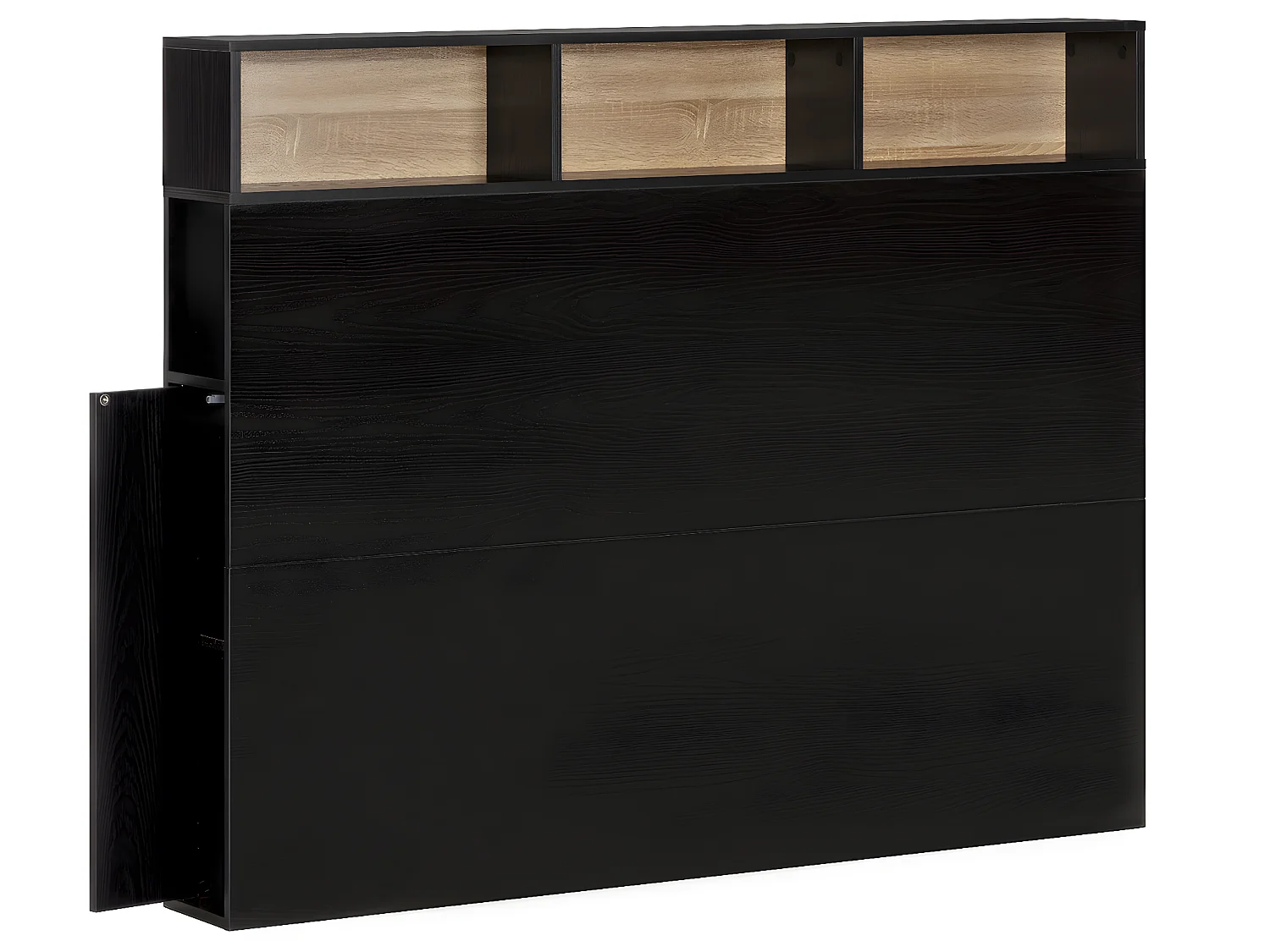 Bedhoofd Zeus 165 cm met opbergruimte Zwart, 2 Deuren 9 Vakken