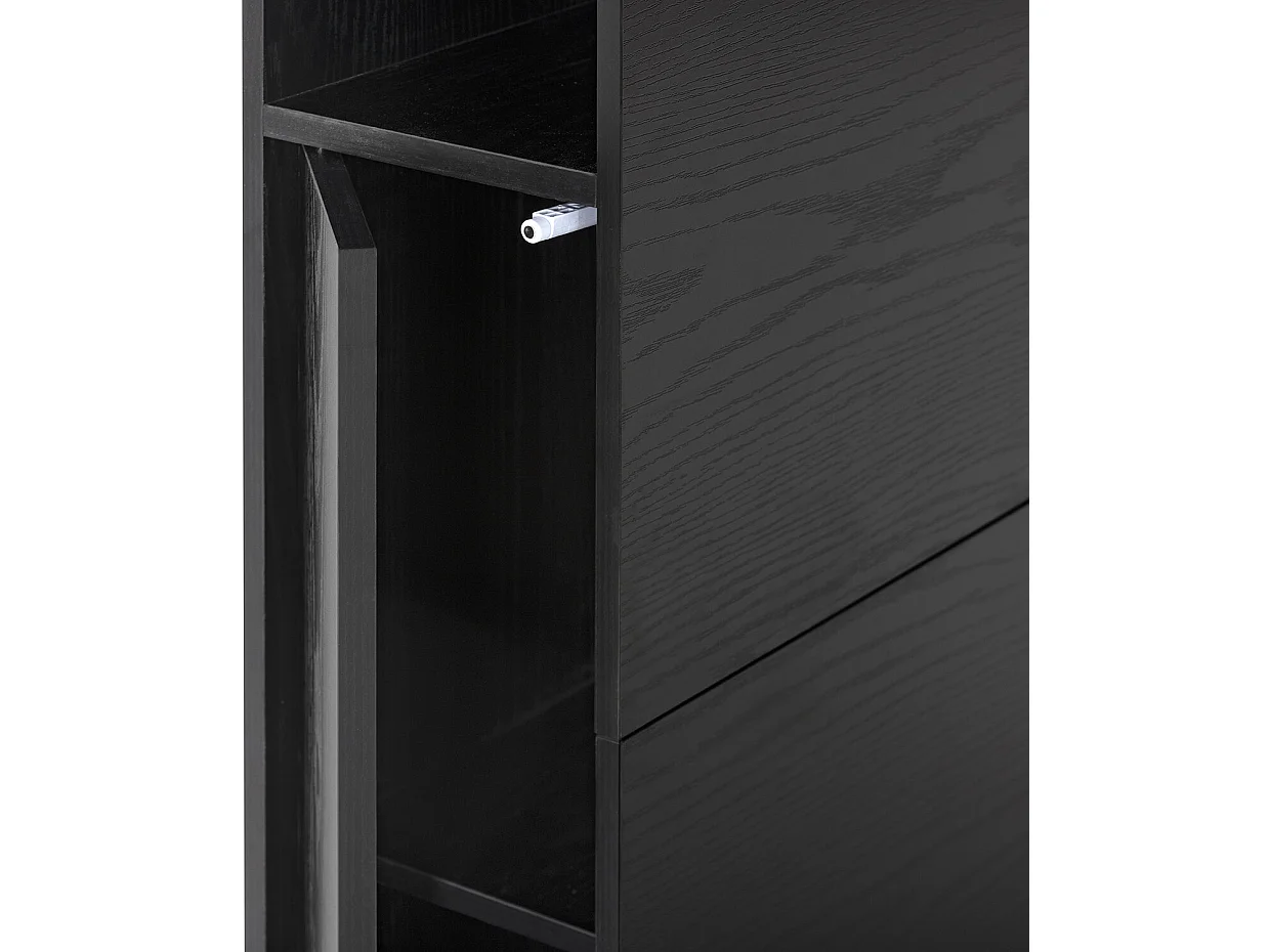 Bedhoofd Zeus 165 cm met opbergruimte Zwart, 2 Deuren 9 Vakken