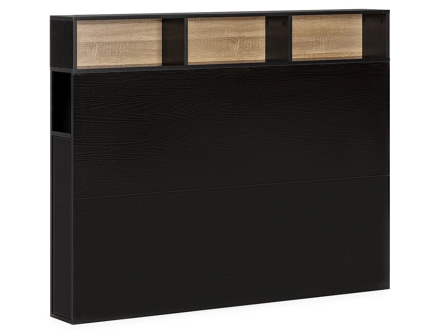 Bedhoofd Zeus 145 cm met opbergruimte Zwart, 2 Deuren 9 Vakken