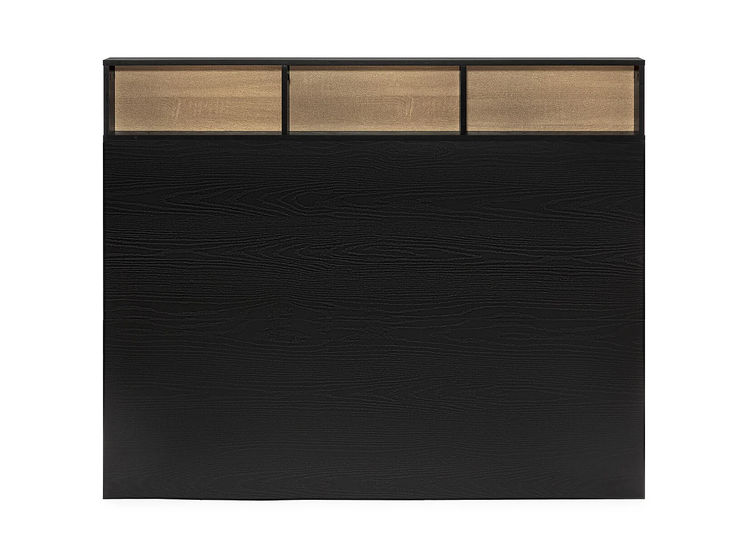 Bedhoofd Zeus 145 cm met opbergruimte Zwart, 2 Deuren 9 Vakken