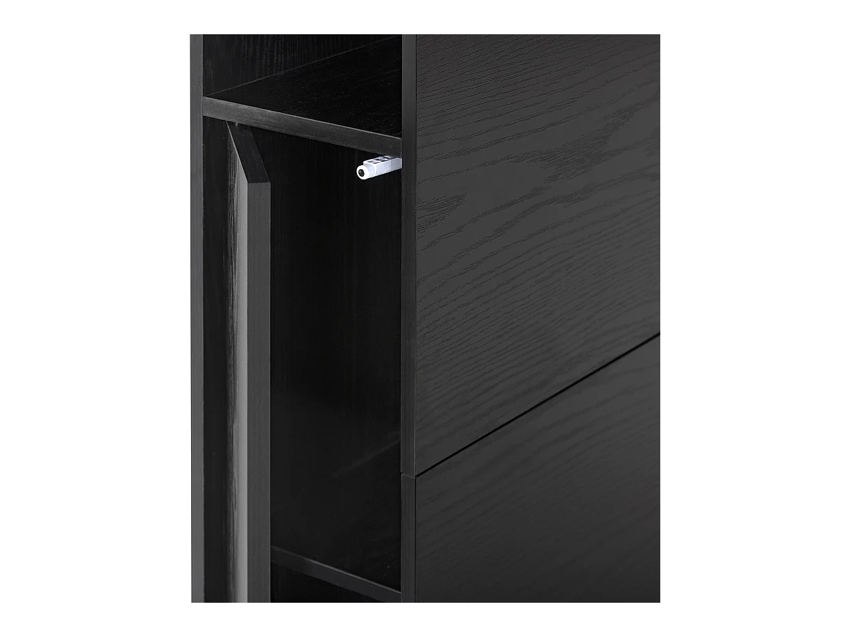 Bedhoofd Zeus 145 cm met opbergruimte Zwart, 2 Deuren 9 Vakken