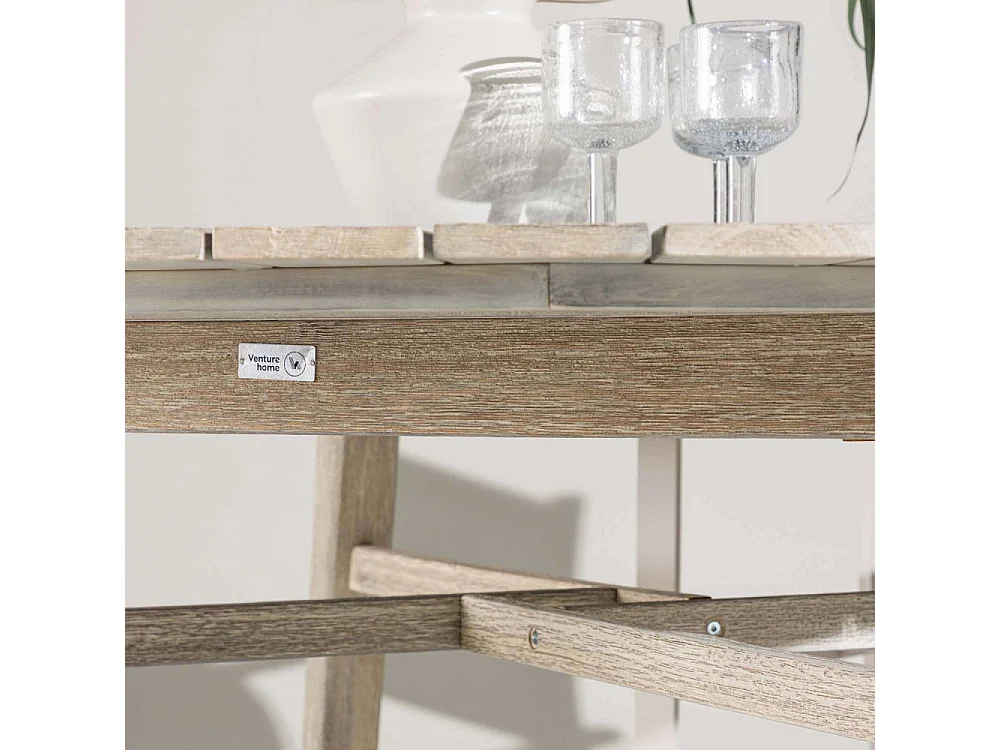 Table de Jardin Ronde en Bois "Rives" 150cm Gris Clair