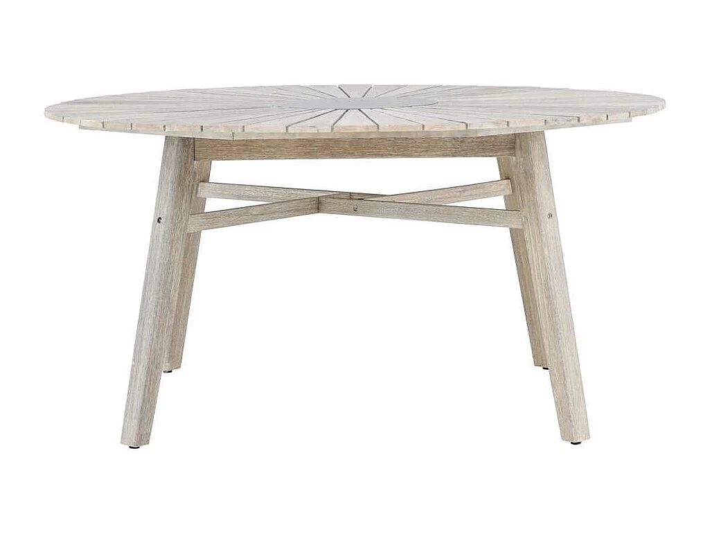 Table de Jardin Ronde en Bois "Rives" 150cm Gris Clair
