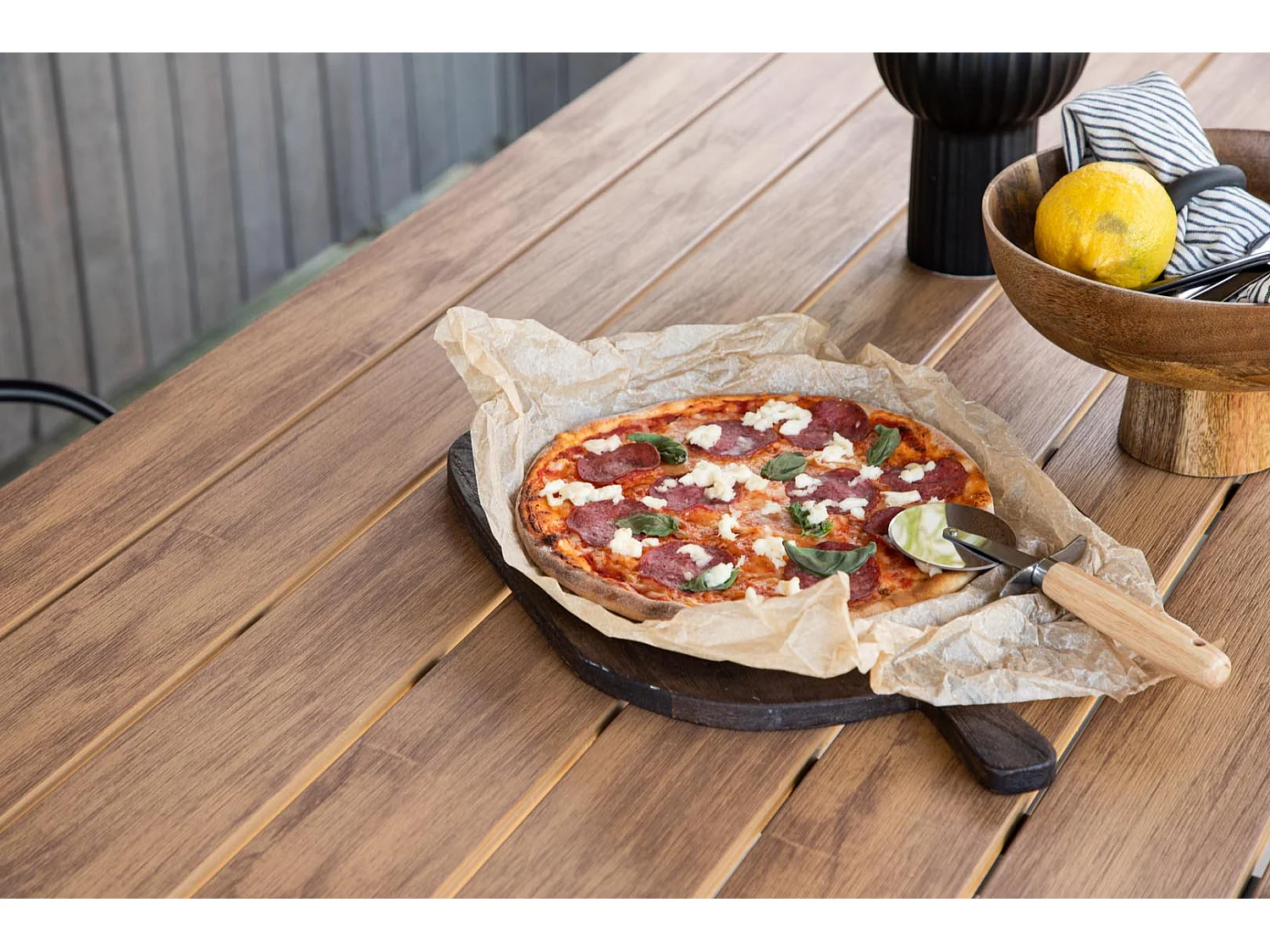 Table de Jardin "Break" 150cm Noir & Naturel