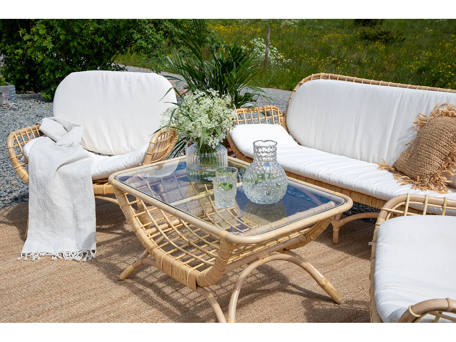 Table Basse de Jardin en Rotin "Moana" 95cm Naturel