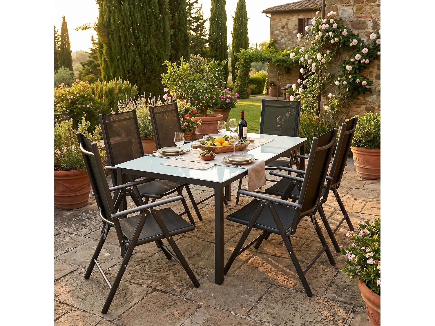 Table de jardin en verre alu Balcon Table 189x90