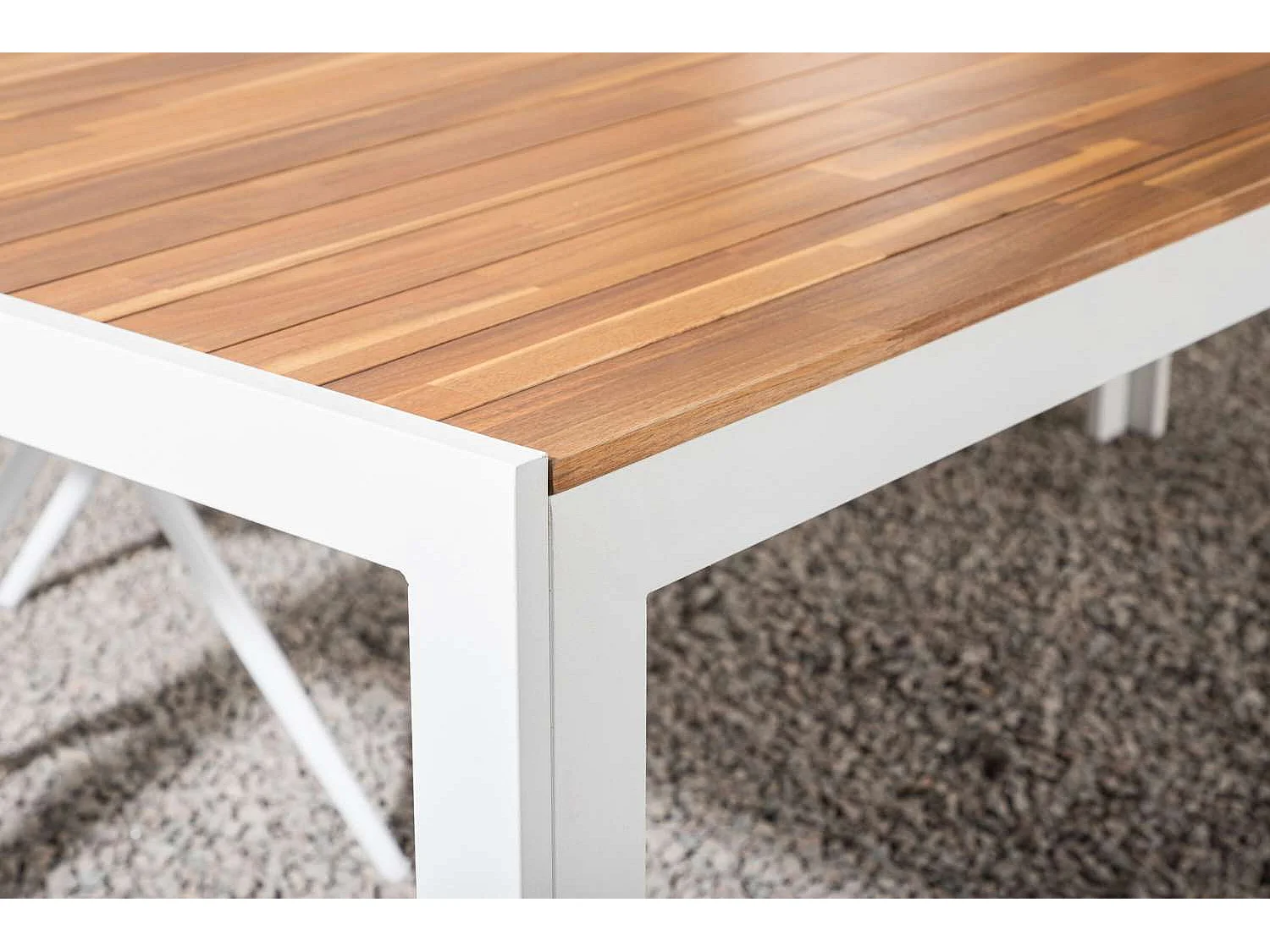 Table de Jardin en Bois "Acacia" 200cm Naturel & Blanc