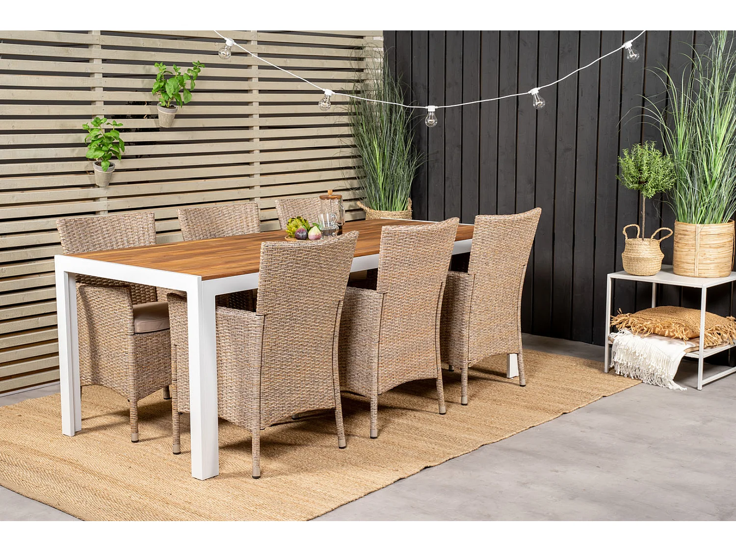 Bois eettafel tuin natuur, wit.