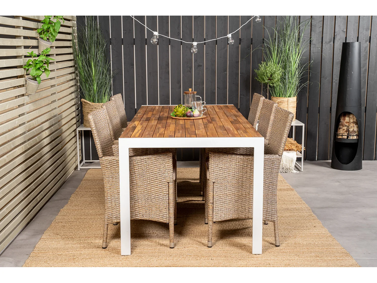 Bois eettafel tuin natuur, wit.