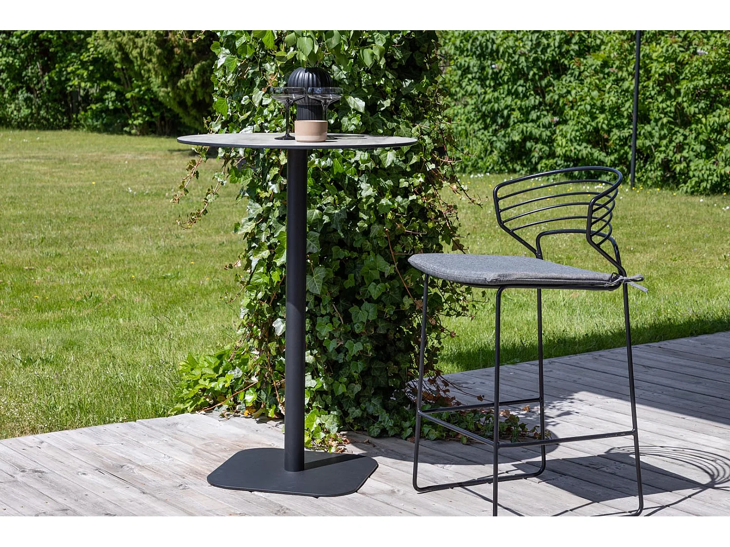 Table de Bar de Jardin "Milano" 100cm Gris & Noir