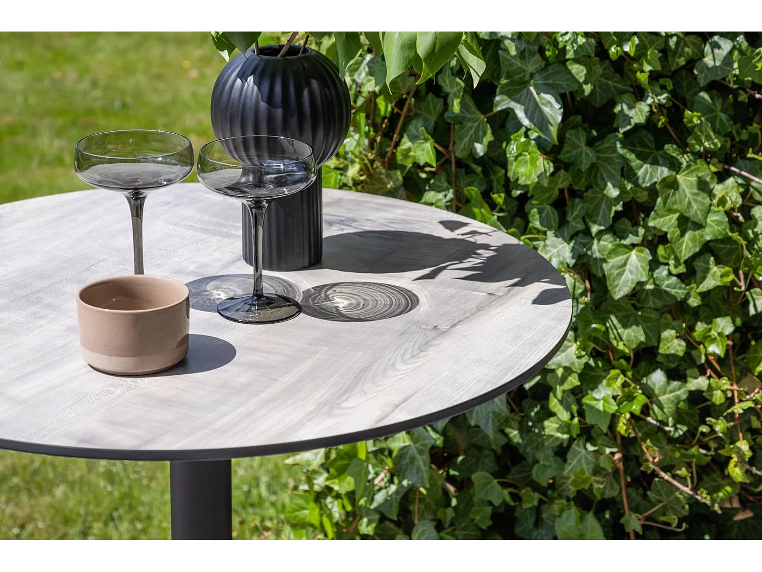 Table de Bar de Jardin "Milano" 100cm Gris & Noir