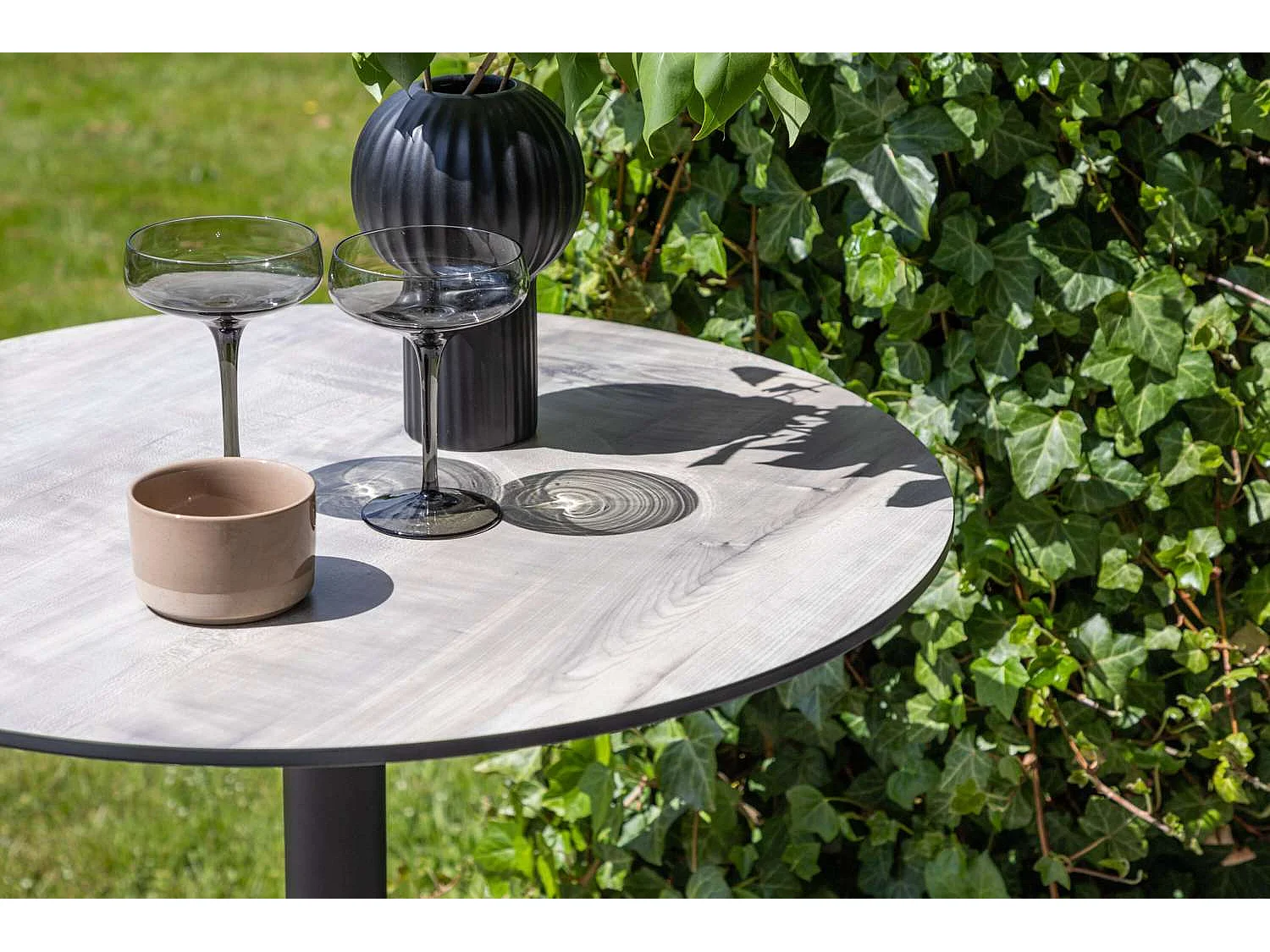 Table de Bar de Jardin "Milano" 100cm Gris & Noir