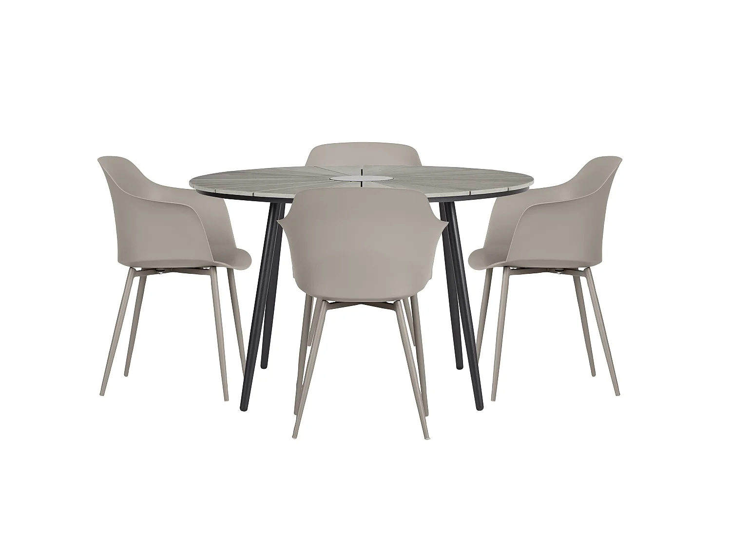 Dance Table de jardin Ø120 cm, noir et gris clair.