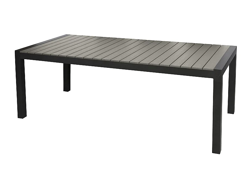 Garp Table de jardin, 2 extensions inclues, 223-343 cm, noir/gris.