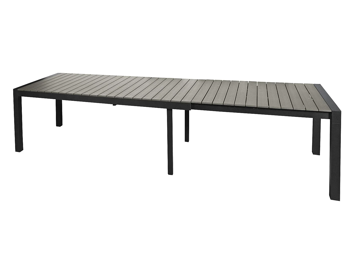 Garp Table de jardin, 2 extensions inclues, 223-343 cm, noir/gris.