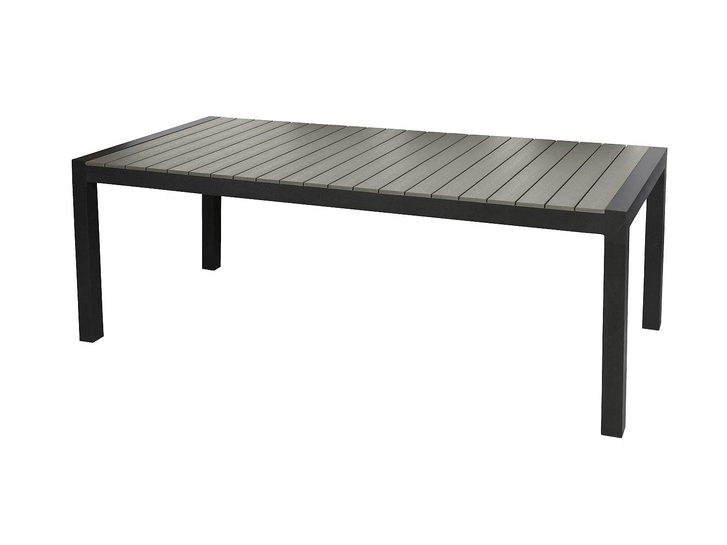 Garp Table de jardin, 2 extensions inclues, 223-343 cm, noir/gris.