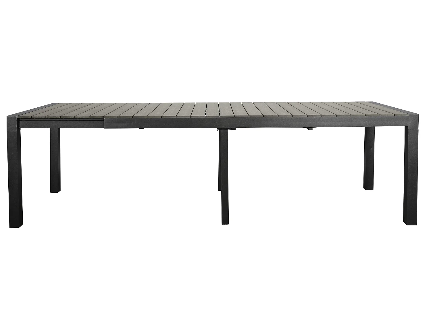 Garp tuintafel, incl. 2 inlegplaten 223-343 cm zwart/grijs.