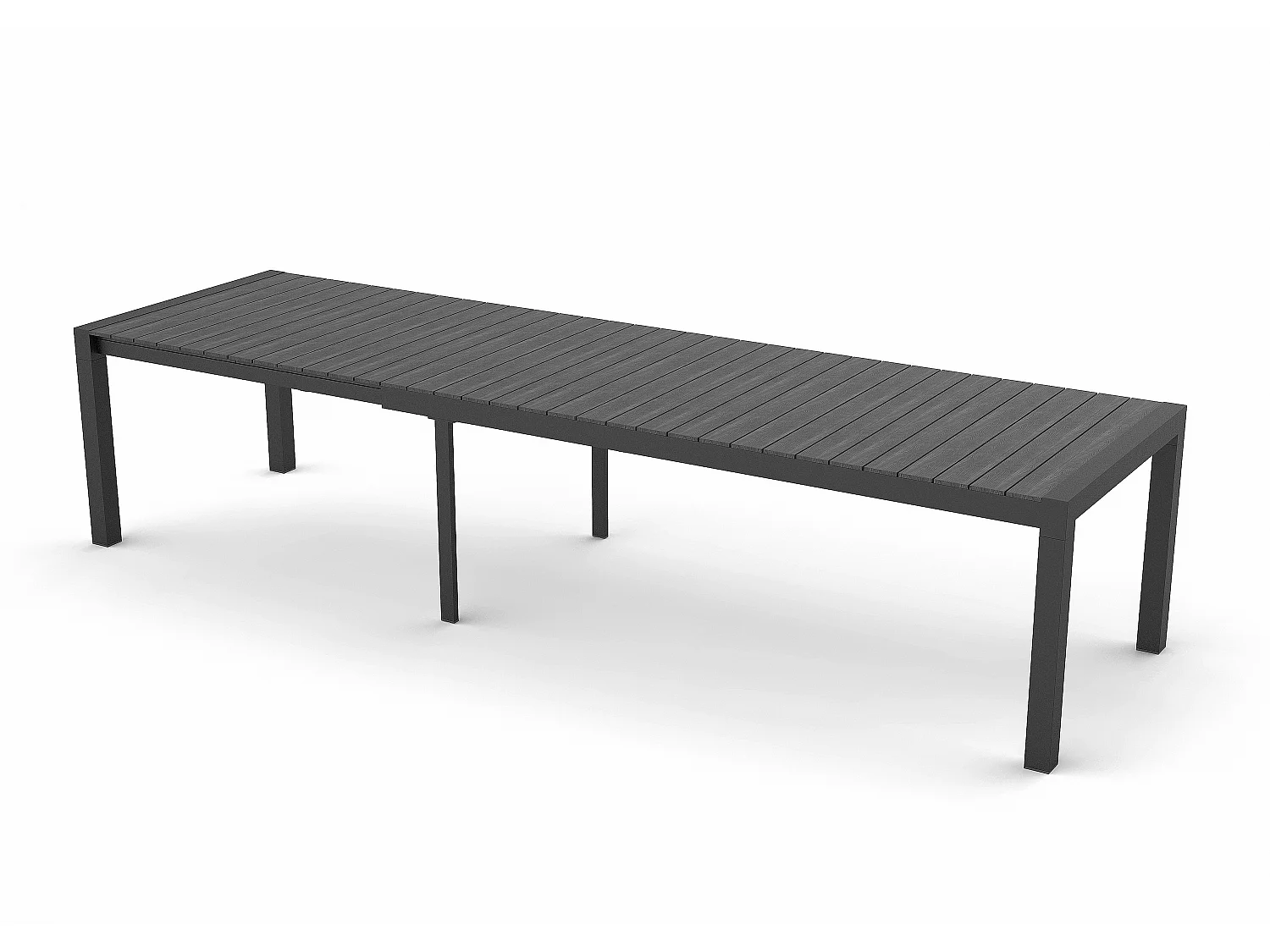 Garp tuintafel, incl. 2 inlegplaten 223-343 cm zwart/grijs.