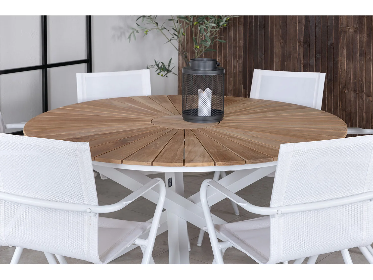 Mexico eettafel tuin Ø140cm wit, natuur.