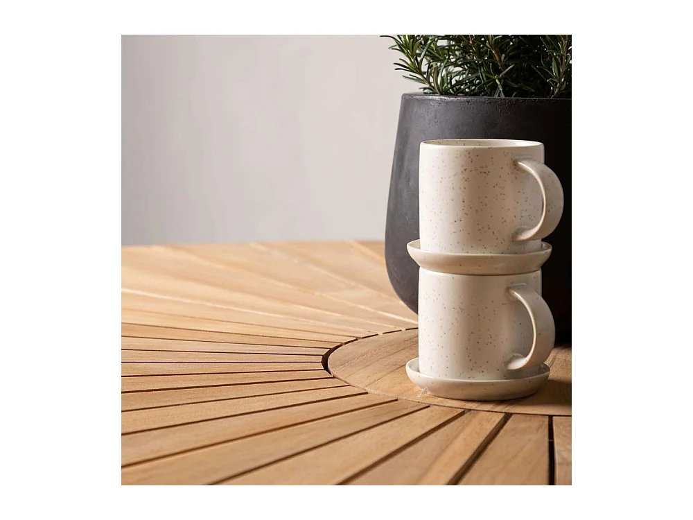 Table de Jardin Ronde "Mexico" 140cm Naturel & Blanc