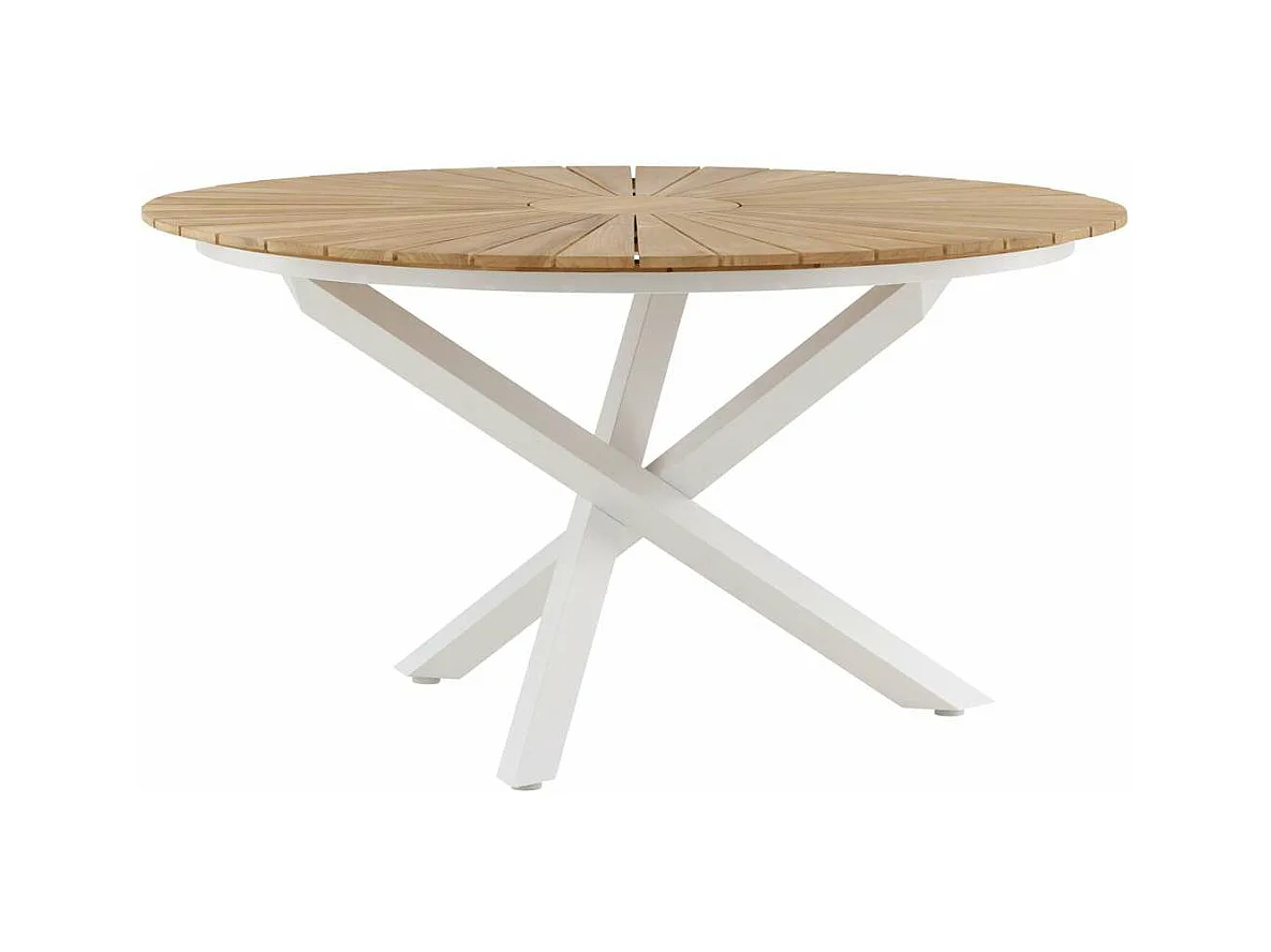 Table de Jardin Ronde "Mexico" 140cm Naturel & Blanc