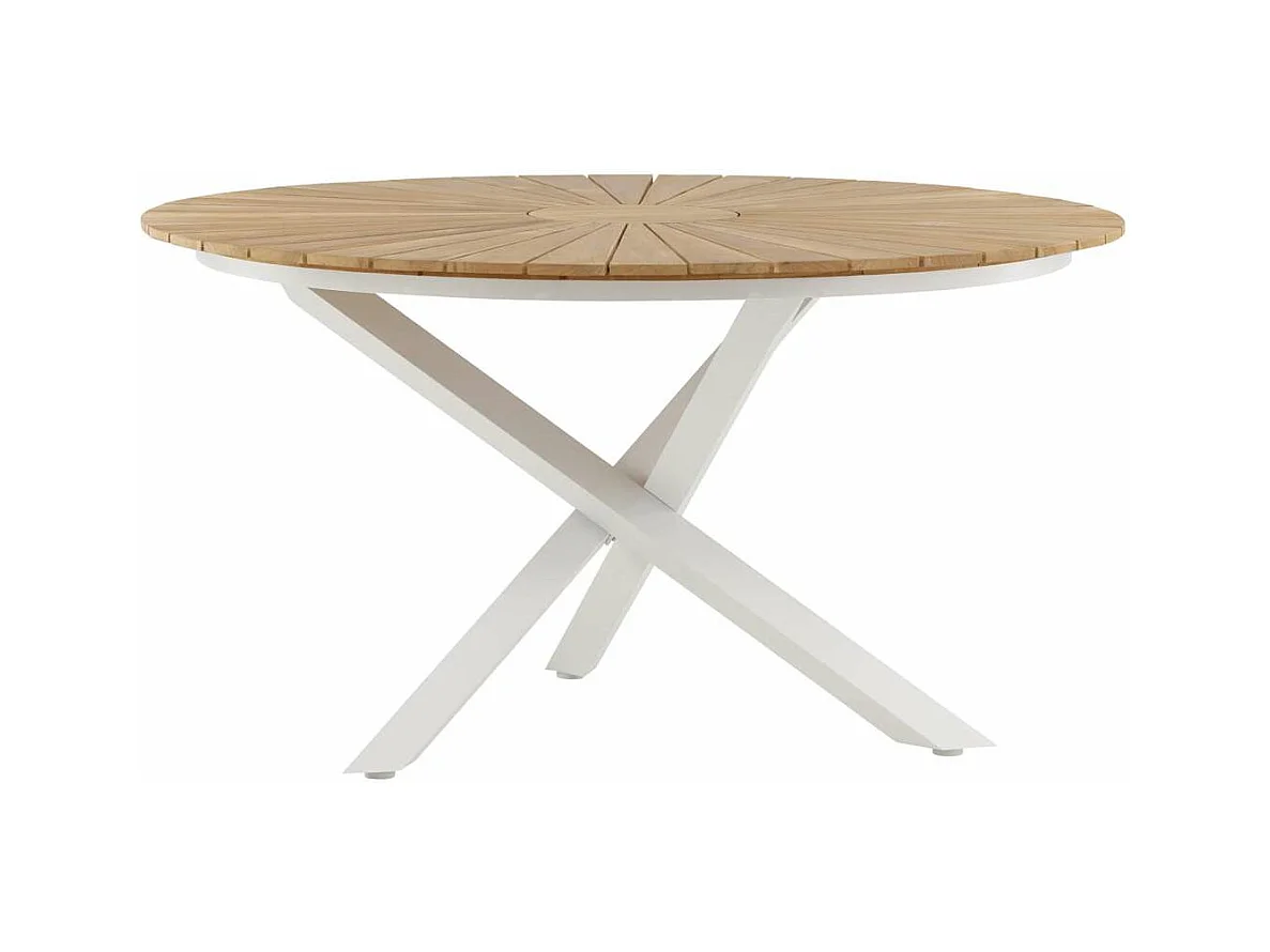 Table de Jardin Ronde "Mexico" 140cm Naturel & Blanc