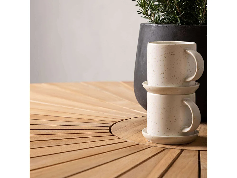 Table de Jardin Ronde "Mexico" 140cm Naturel & Blanc