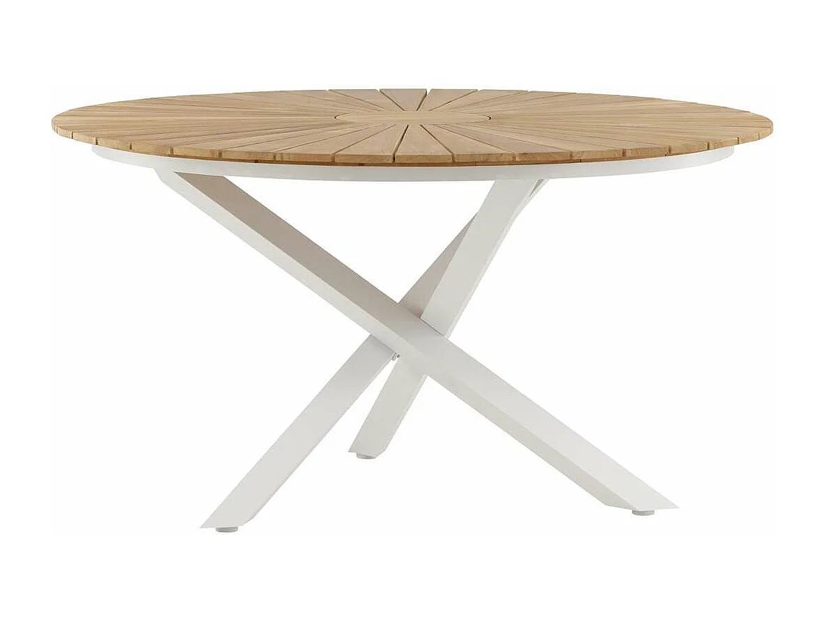 Table de Jardin Ronde "Mexico" 140cm Naturel & Blanc