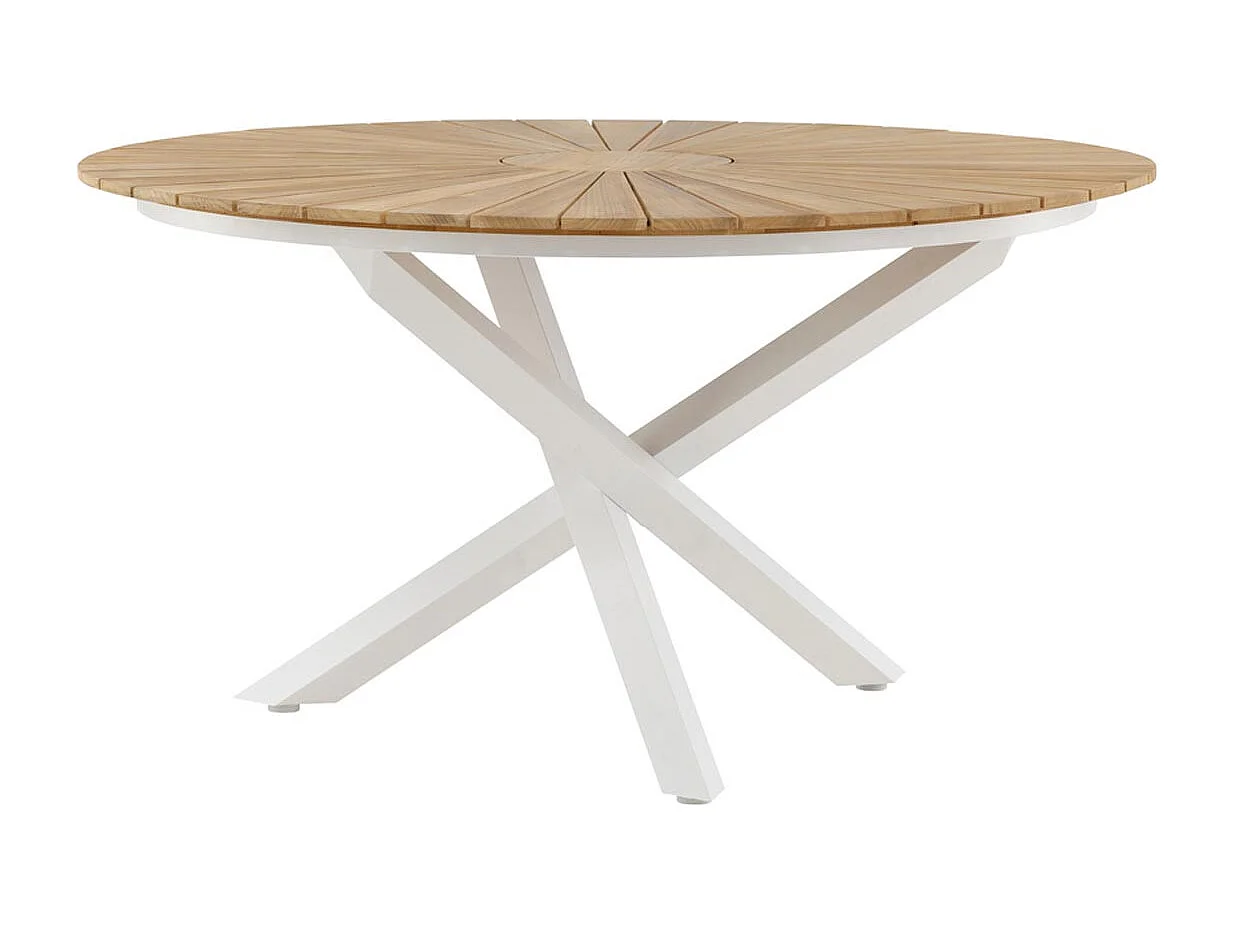 Table de Jardin Ronde "Mexico" 140cm Naturel & Blanc
