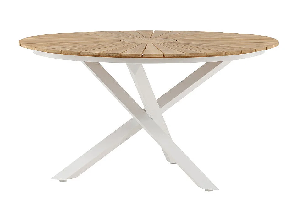 Table de Jardin Ronde "Mexico" 140cm Naturel & Blanc